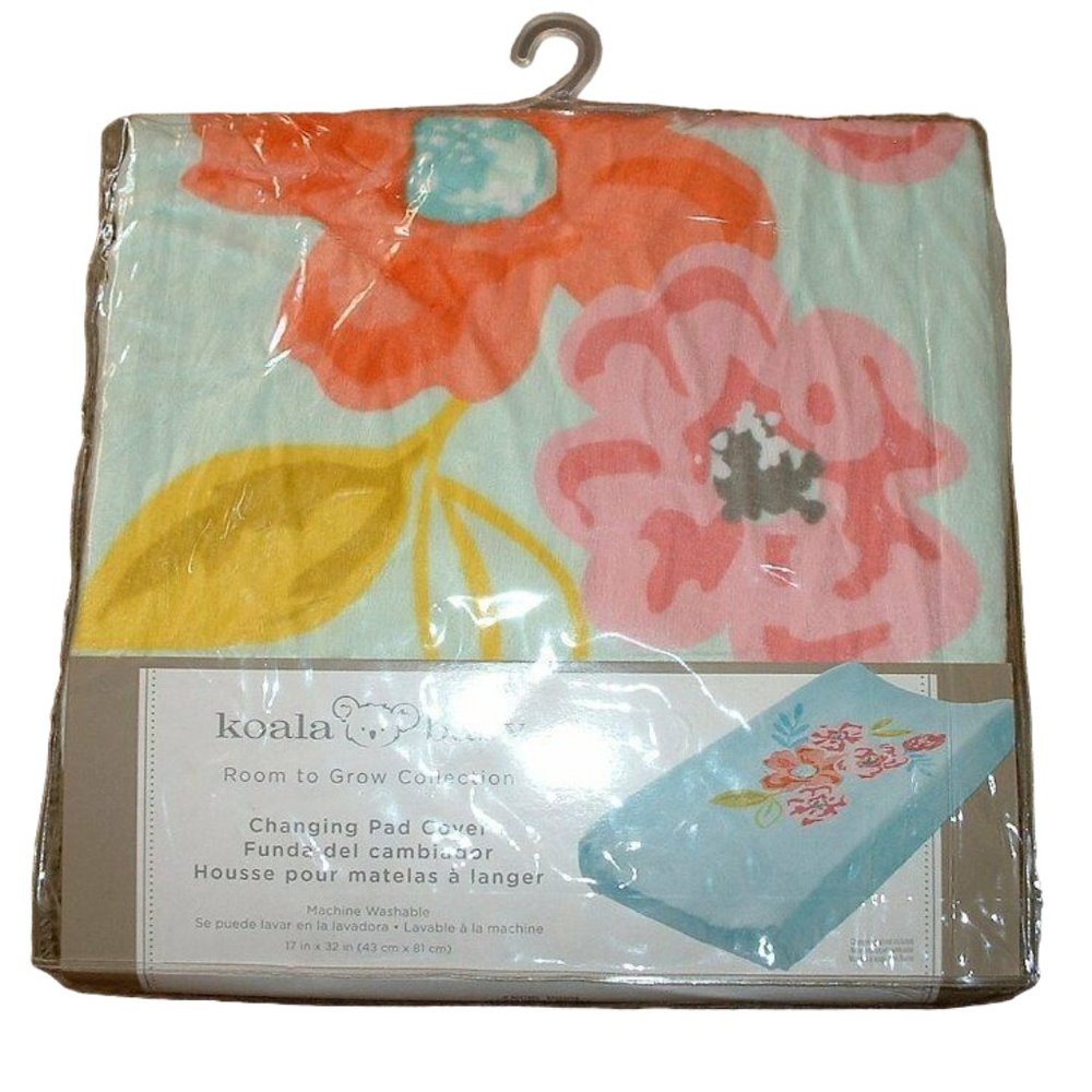 Koala Baby Room to Grow Changing Table Pad Cover Girls Flower Teal Minky NWT NIP